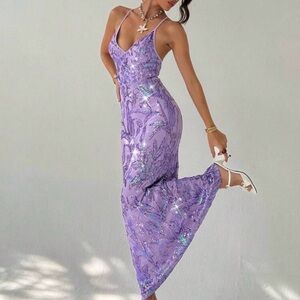 Elegant Purple Sequin Dress